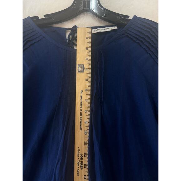 Roller Rabbit Mini Dress Size XS Navy Blue Embroidered Smocked Tassel Tunic - Picture 8 of 16